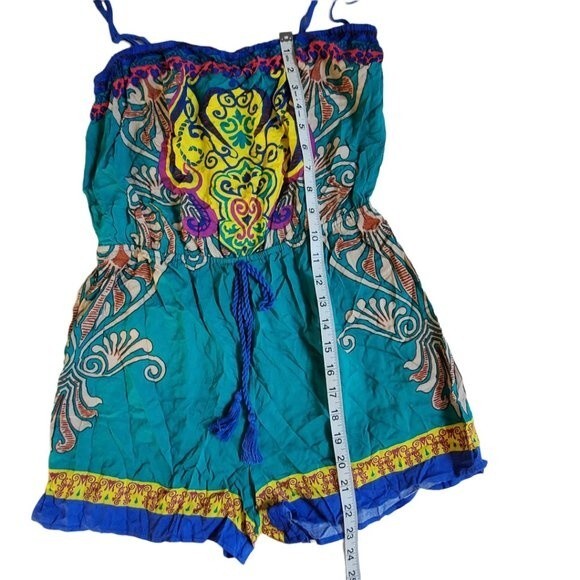 Flying Tomato multi-color spaghetti strap shorts romper sz M - Picture 9 of 12